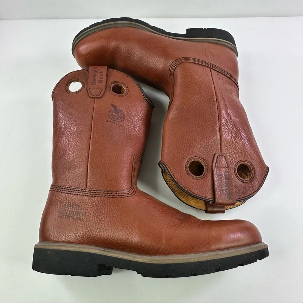 Georgia Boot Men’s Waterproof Leather Farm & Ranch Boots Size 10W - Picture 3 of 8